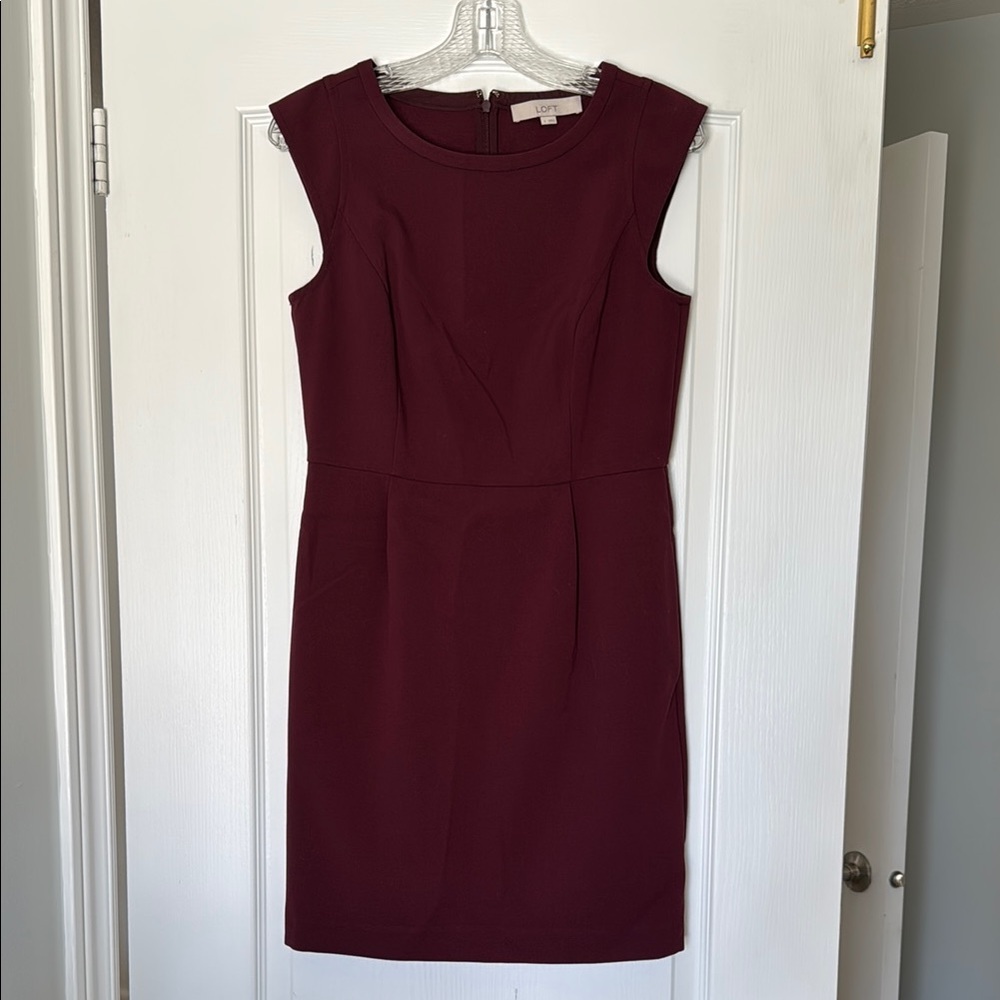 Ann Taylor LOFT Burgundy Sleeveless Business Dress